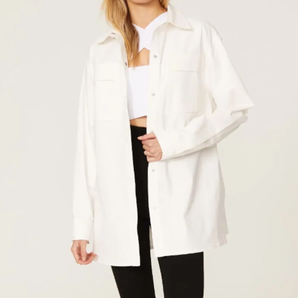 Hervé By Hervé Léger Oversized Shirt Jacket in white size small